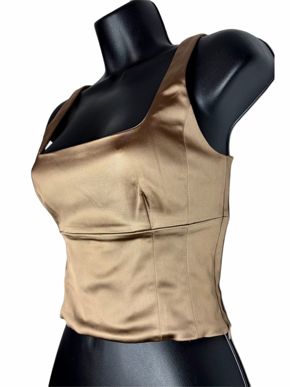 Aritzia Wilfred Bronze Shine Bustier Cropped Satin Like Top ($88) - Picture 7 of 13